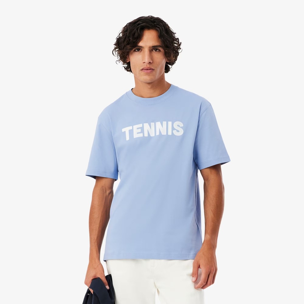 Lacoste Mens Tennis Graphic T-Shirt Blue Classic Fit XXL TH1578-51-ABY NWT
